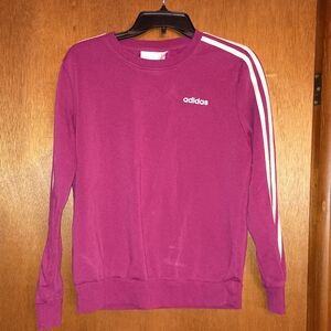 Adidas Women's Berry/Dark Pink Sweatshirt with White Stripes Size Med